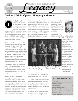 Fall 2016 - New Mexico Jewish Historical Society