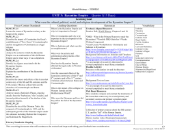 UNIT 3: Byzantine Empire Quarter 1(15 Days)