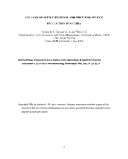 ANALYSIS OF SUPPLY RESPONSE AND PRICE