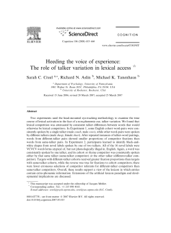 The role of talker variation in lexical access