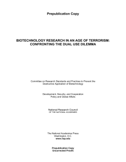 Biotechnology Research in an Age of Terrorism