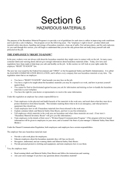 Section 6&mdash;Hazardous Material