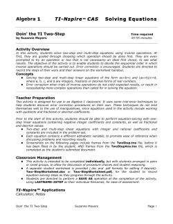 Algebra 1 TI-Nspire&trade; CAS Solving Equations