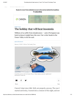 The holiday that will beat insomnia News Article