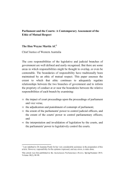 Parliament and the Courts: A Contemporary Assessment of the Ethic