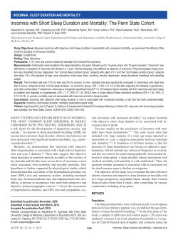 Insomnia with Short Sleep Duration and Mortality: The Penn State