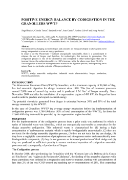 positive energy balance by codigestion in the granollers wwtp