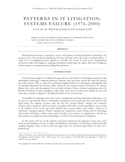 Patterns in IT Litigation: Systems Failure (1976