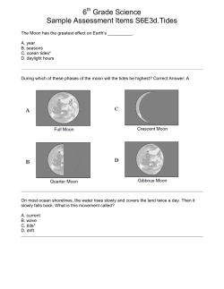 6 Grade Science Sample Assessment Items S6E3d.Tides