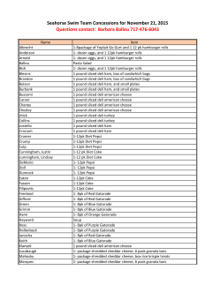 Seahorse Swim Team Concessions for November 21, 2015