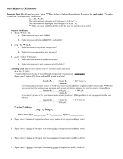 Stoichiometry CFA Review 2 &rarr; Mg3N2