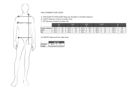 MALE GARMENTS SIZE GUIDE A- SHOULDER TO SHOULDER