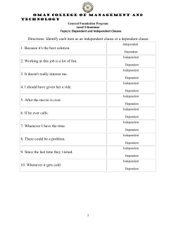 Directions: Identify each item as an independent clause or a