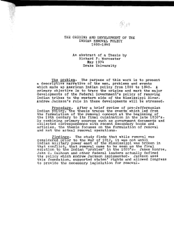 THE ORIGINS AND DEVELOPMENT OF THE INDIAN REMOVAL