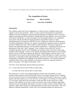 The Acquisition of Syntax