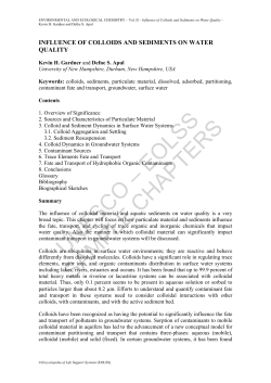 Influence of Colloids and Sediments on Water Quality