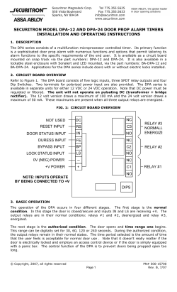 SECURITRON MODEL DPA-12 AND DPA