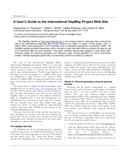 A User`s Guide to the International HapMap Project Web Site