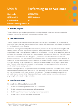 Unit 7: Performing to an Audience - Edexcel