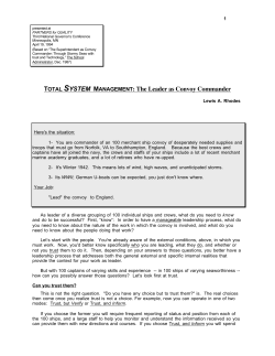 TOTAL SYSTEM MANAGEMENT: The Leader as Convoy Commander