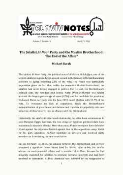 The SalafistAl-Nour Party and the Muslim Brotherhood: The End of