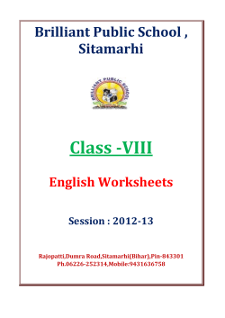 BRILLIANT PUBLIC SCHOOL, SITAMARHI Class VIII &ndash; SOCIAL