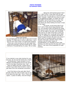 CRATE TRAINING by Kathleen Dillon Move Over Rover! Our