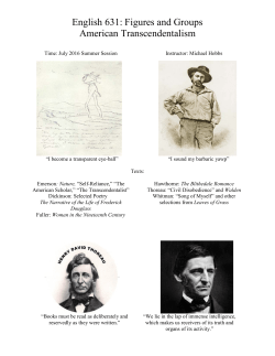 English 631: Figures and Groups American Transcendentalism