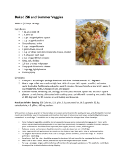 Baked Ziti and Summer Veggies