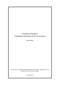 Consideration and Intention in the Law of Contract