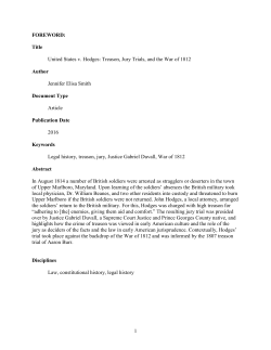 United States v. Hodges: Treason, Jury Trials, and the War of 1812