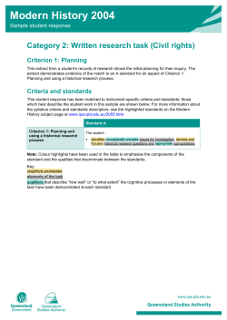 Criterion 1: Planning - Category 2: Written research task (Civil rights