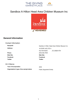 Sandbox A Hilton Head Area Children Museum Inc