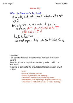 mass, weight - RSHSHonorsPhysics