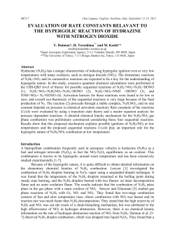 Evaluation of rate constants relavant to the hypergolic reaction of