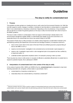 Guideline - The duty to notify for contaminated land