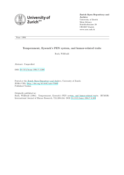 Temperament, Eysenck`s PEN system, and