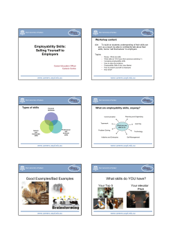 Good Examples/Bad Examples What skills do YOU have?