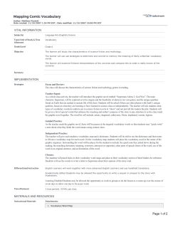 Mapping Comic Vocabulary