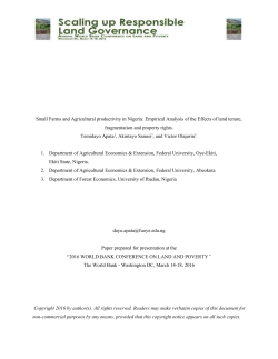 Small Farms and Agricultural productivity in Nigeria