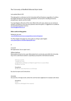 The University of Sheffield Editorial Style Guide A A Level