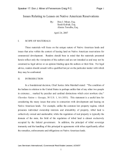 Issues Relating to Leases on Native American Reservations
