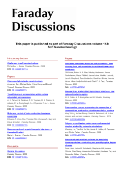 This paper is published as part of Faraday Discussions volume 143