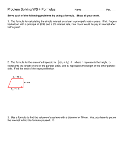 Problem Solving WS 4 Formulas