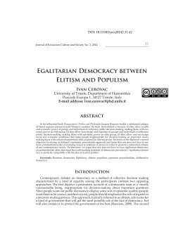 Egalitarian Democracy between Elitism and Populism