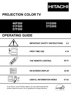 PROJECTION COLOR TV - Hitachi Service U.S.A.