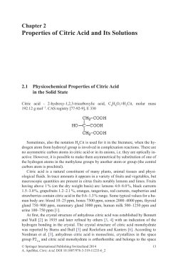 Properties of Citric Acid and Its Solutions