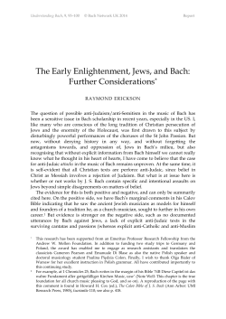 The Early Enlightenment, Jews, and Bach