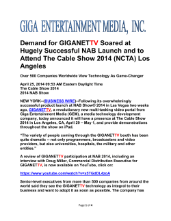 Demand for GIGANETTV Soared at Hugely Successful NAB Launch