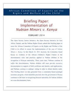 Briefing Paper: Implementation of Nubian Minors v